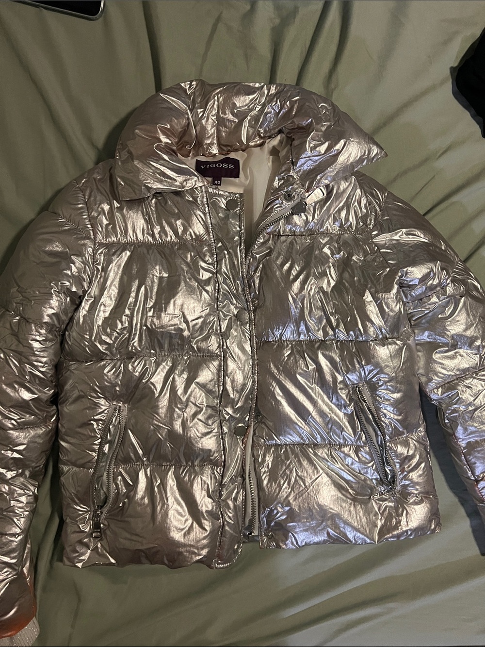 Vigoss Metallic Silver Puffer Jacket